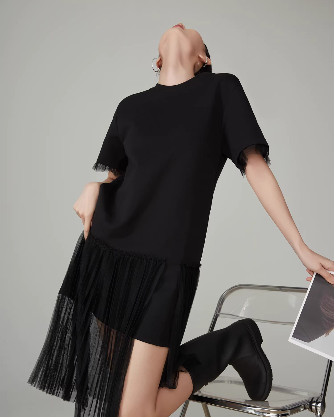 Mesh Short-Sleeve T-Shirt Dress FER0073