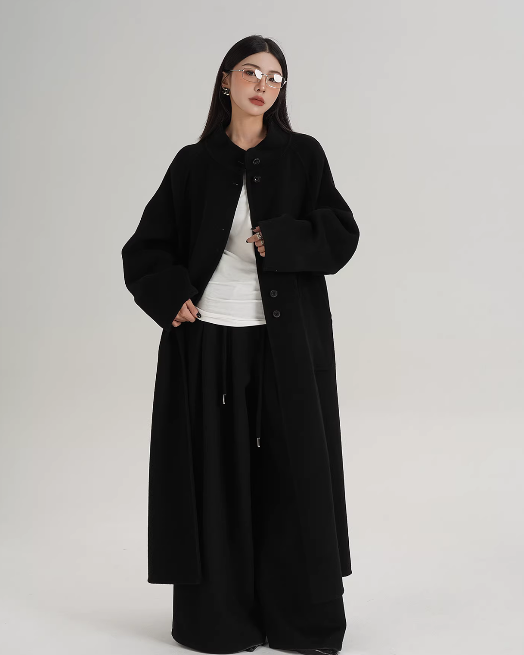 Mock Neck Long Coat SRS0407