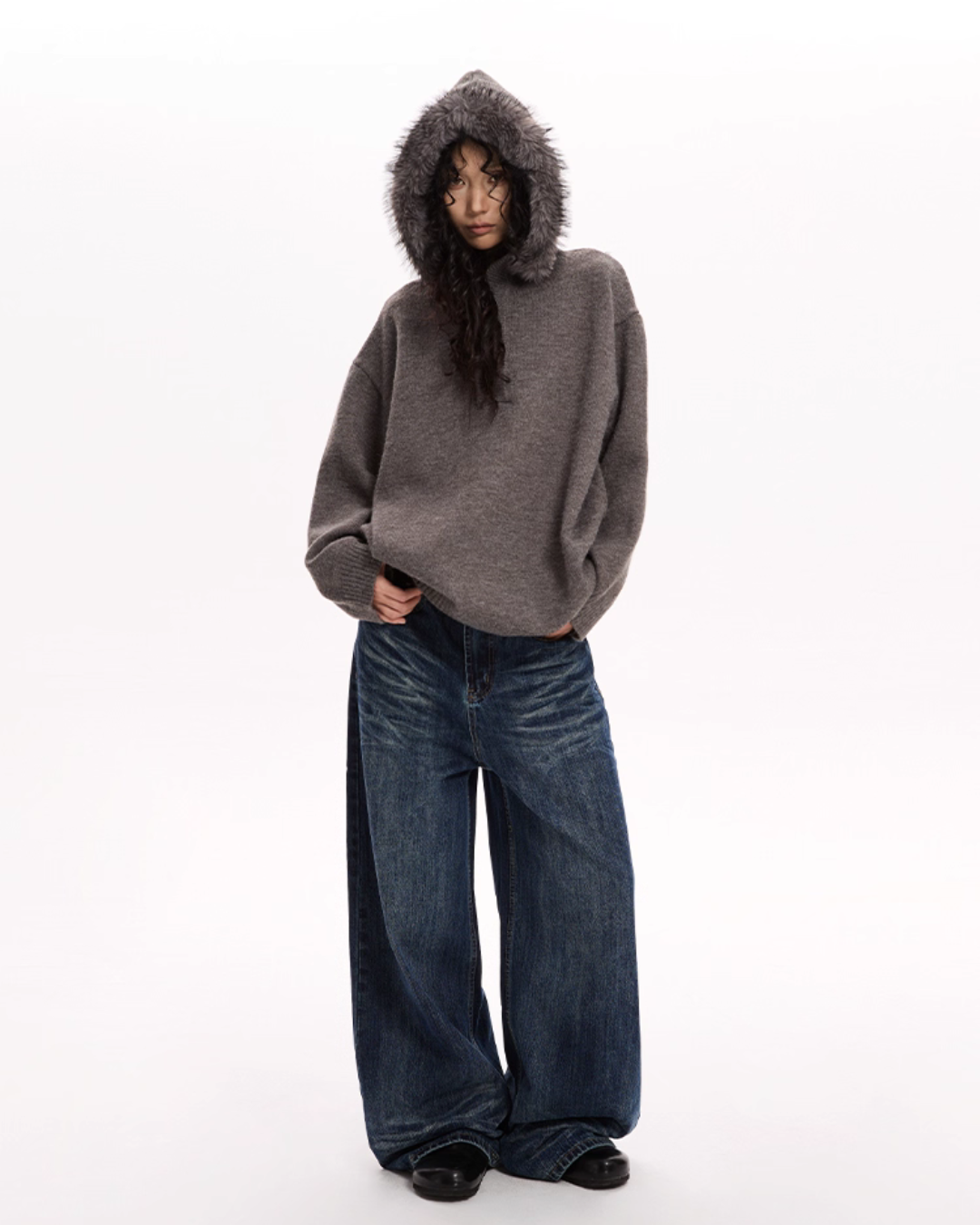Fur Hood Knit Top VAT0019