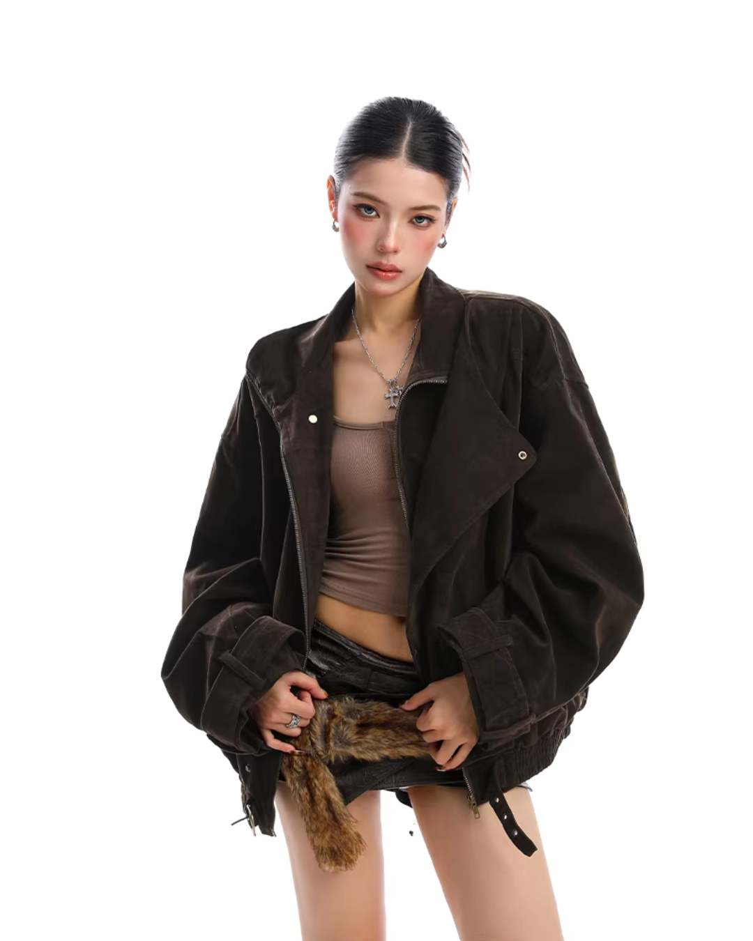 Suede Fleece Stand Collar Jacket BGS0045