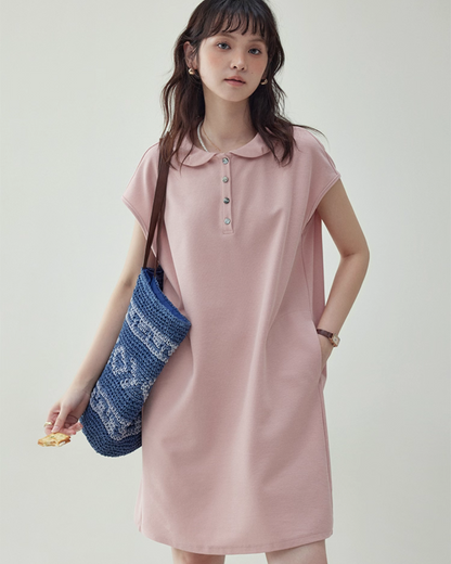 Round Collar Pastel Pink Dress AMU0026