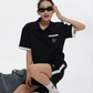 Black Polo Short Sleeve Tops / Shorts ACS0140