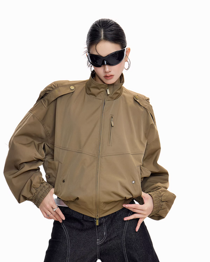 Stand Collar Cropped Jacket ICM0087