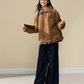 Faux Mouton Coat/Wide Denim Pants ELS0016
