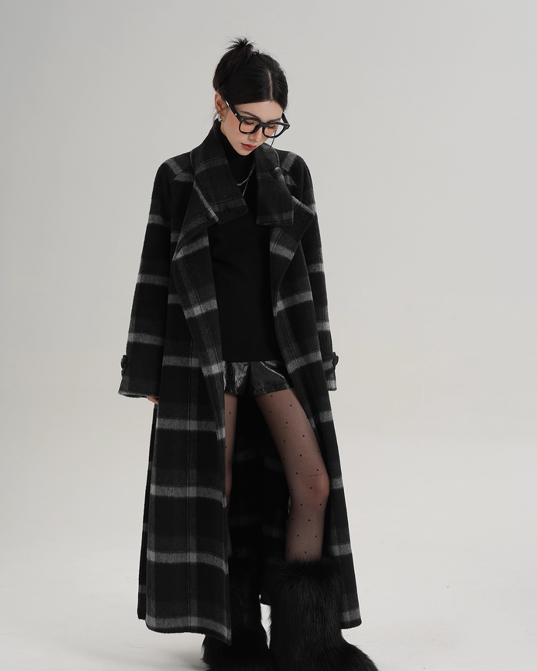Stand Collar Paid Long Coat SRS0391