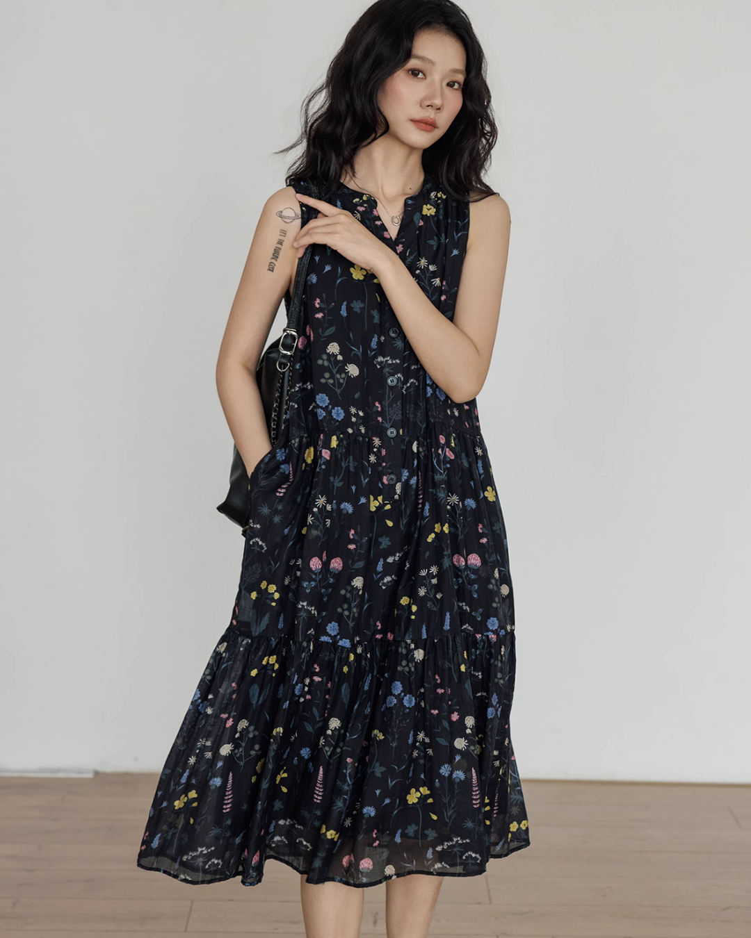 Tiered Flower Long Dress VAS0048