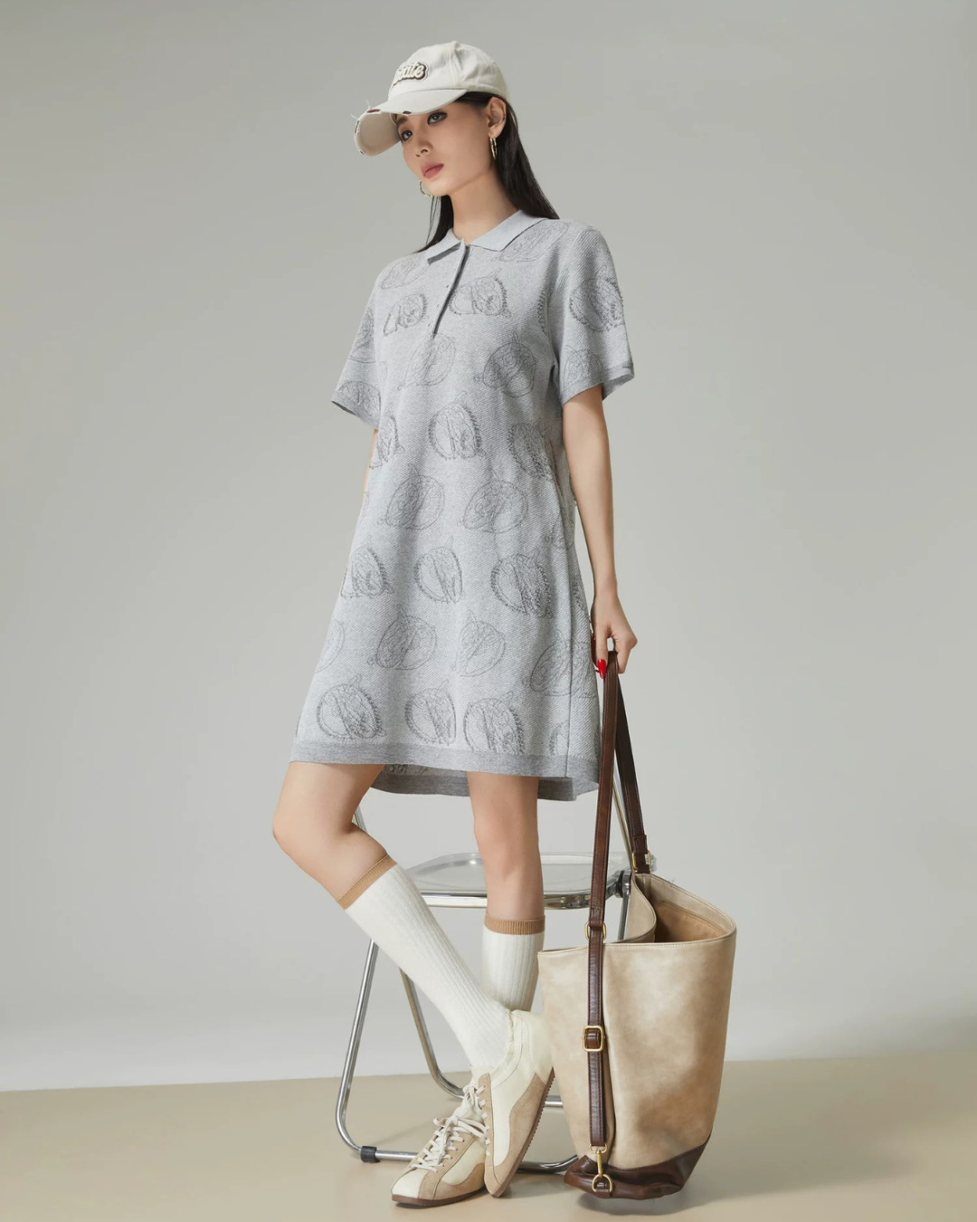 Graphic Knit Polo Mini Dress FER0233