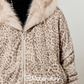 Leopard Fur Hood Jacket / Pleated Mini Skirt LLA0574