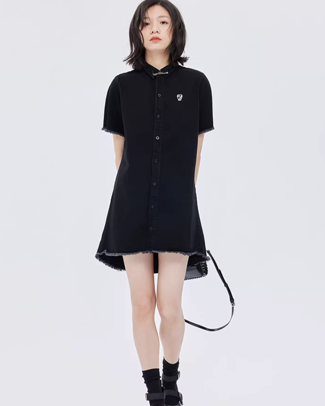 Polo Collar Embroidered Shirt Dress SHN0005