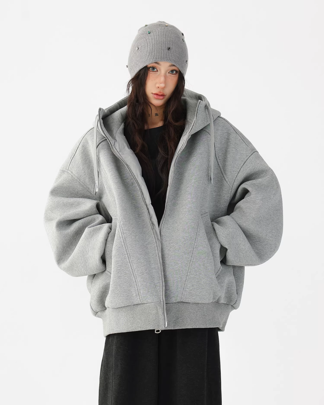 Stand Collar Hoodie Zip Jacket ACS0358