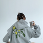 Retro Floral Embroidery Sweat Hoodie YLS0044