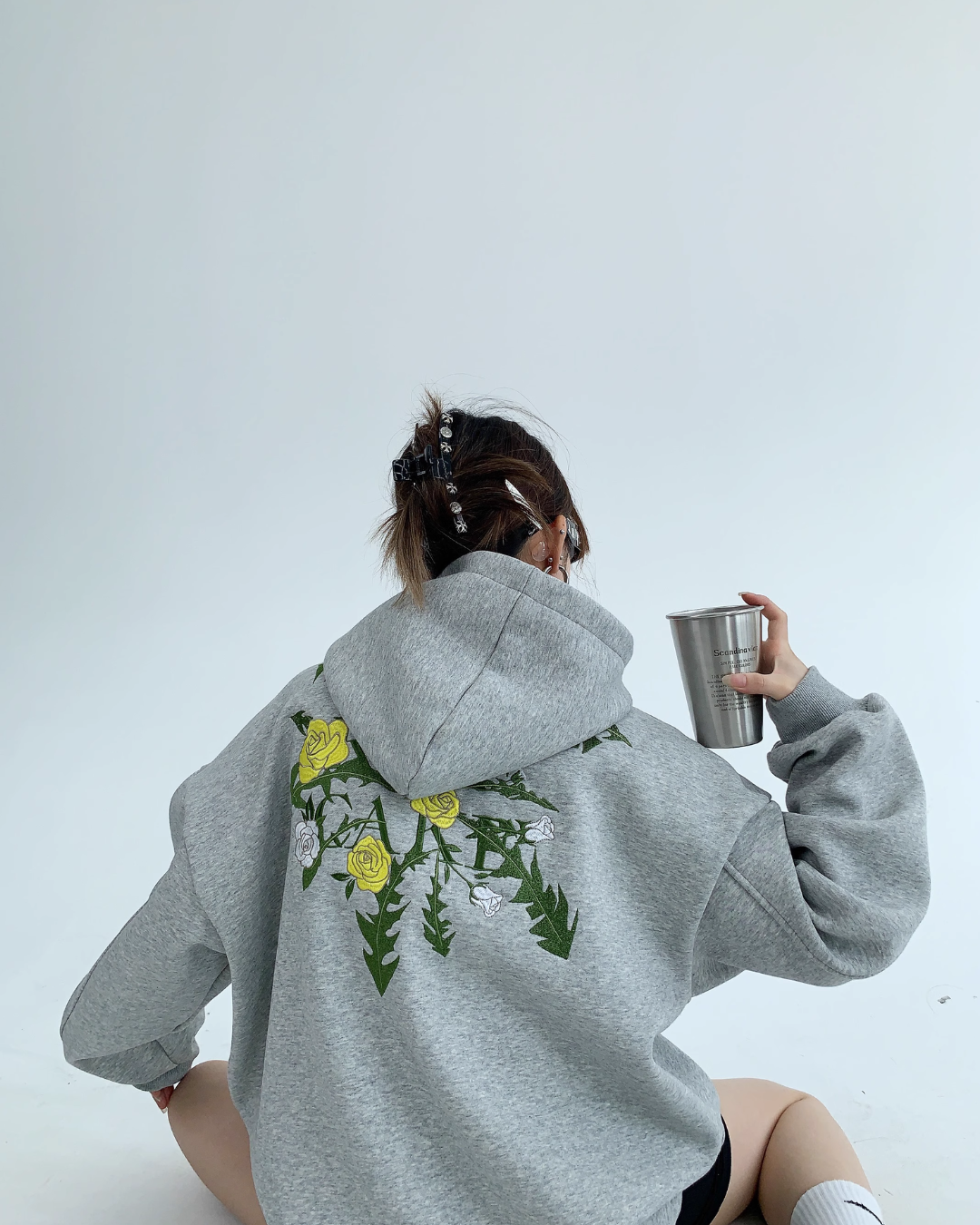 Retro Floral Embroidery Sweat Hoodie YLS0044