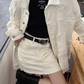 Loose Damaged Jacket / Trapezoidal Mini Skirt VCY0062