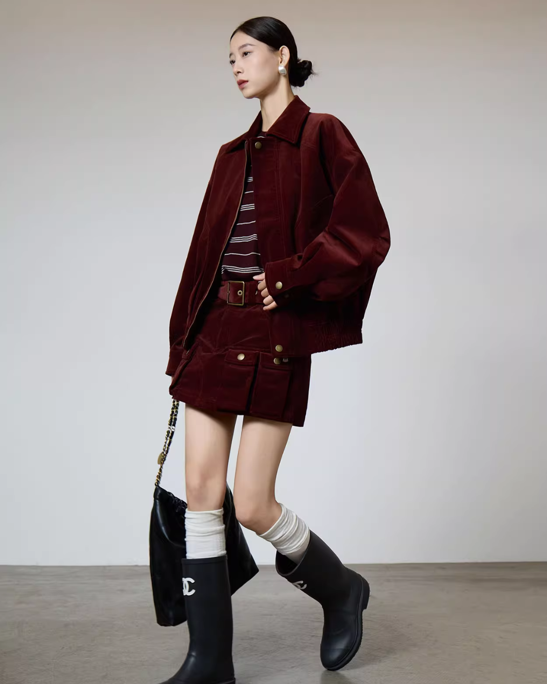 Retro Corduroy Jacket / Mini Skirt SUY0007