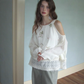 Off-Shoulder Floral Embroidered Top USY0001