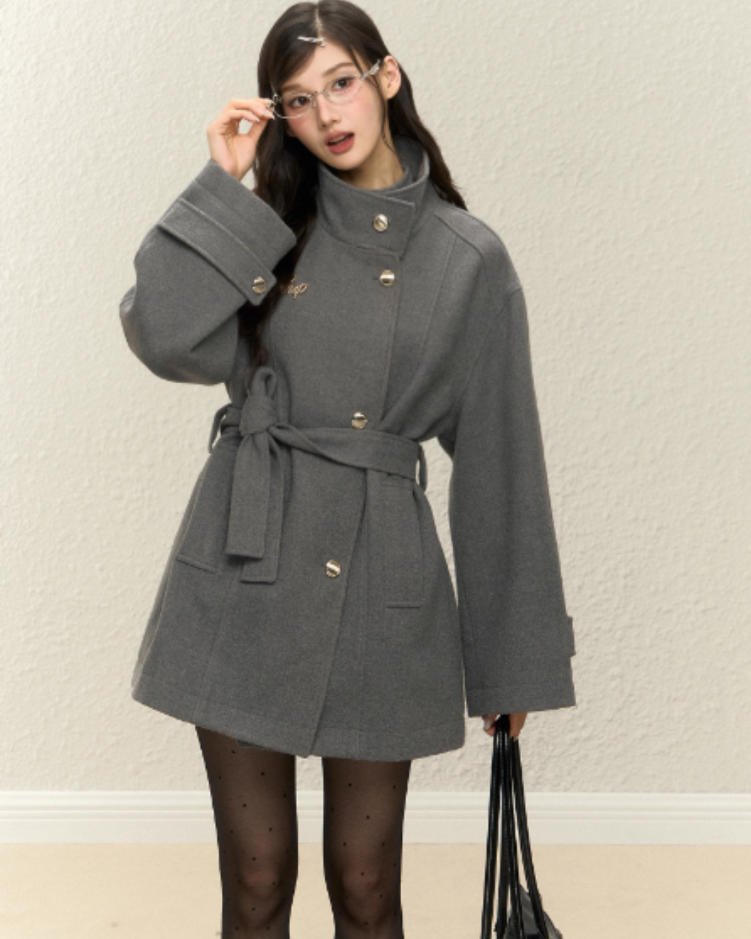 Stand Collar Gold Button Coat ELS0018