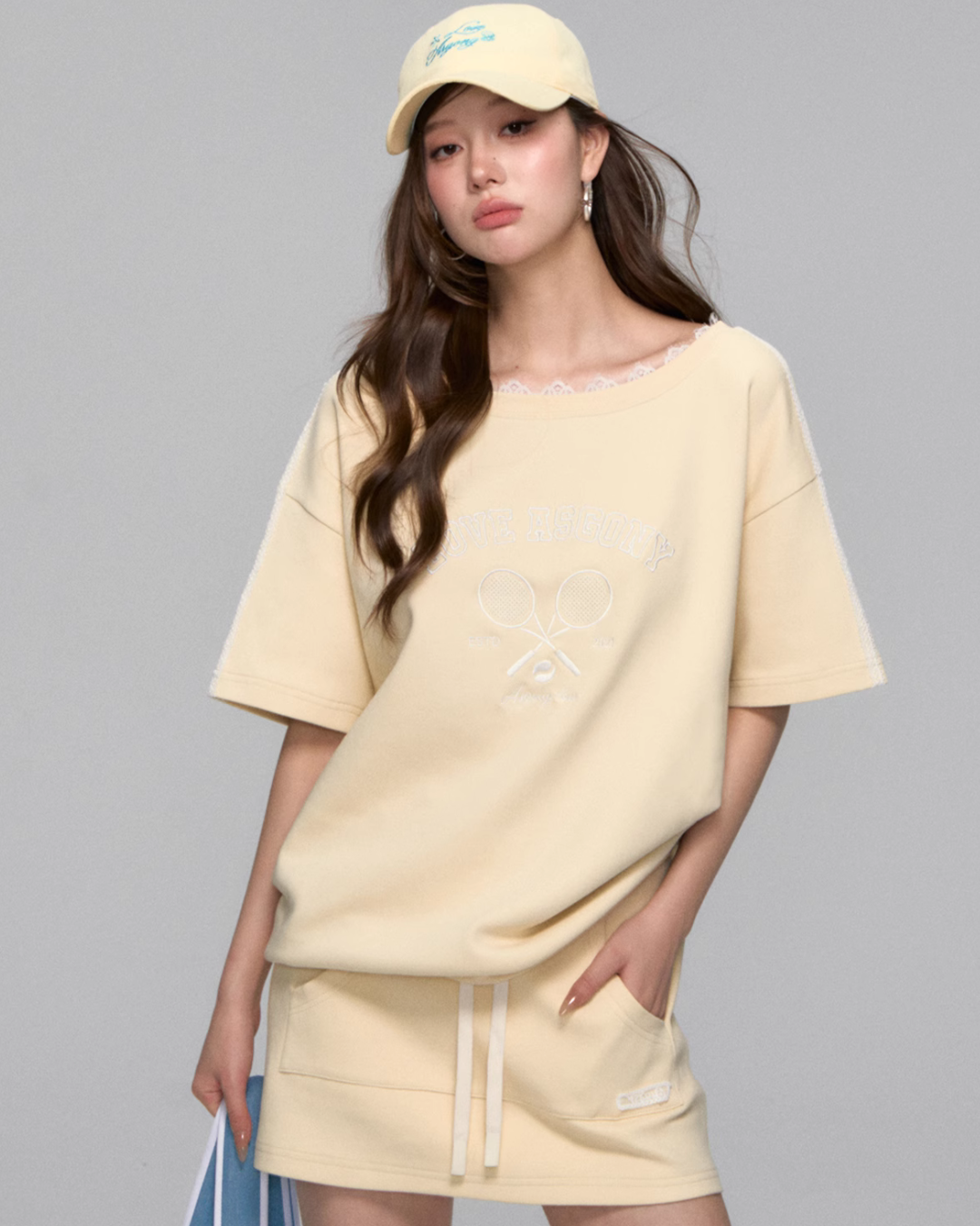 One Shoulder Sweat Top / Sweat Mini Skirt ASG0044