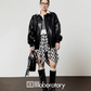 Vintage Leather Jacket / Asymmetrical Check Skirt LLA0528