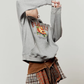 Fruit Print Sweat Hoodie / Docking Mini Skirt LLA0644