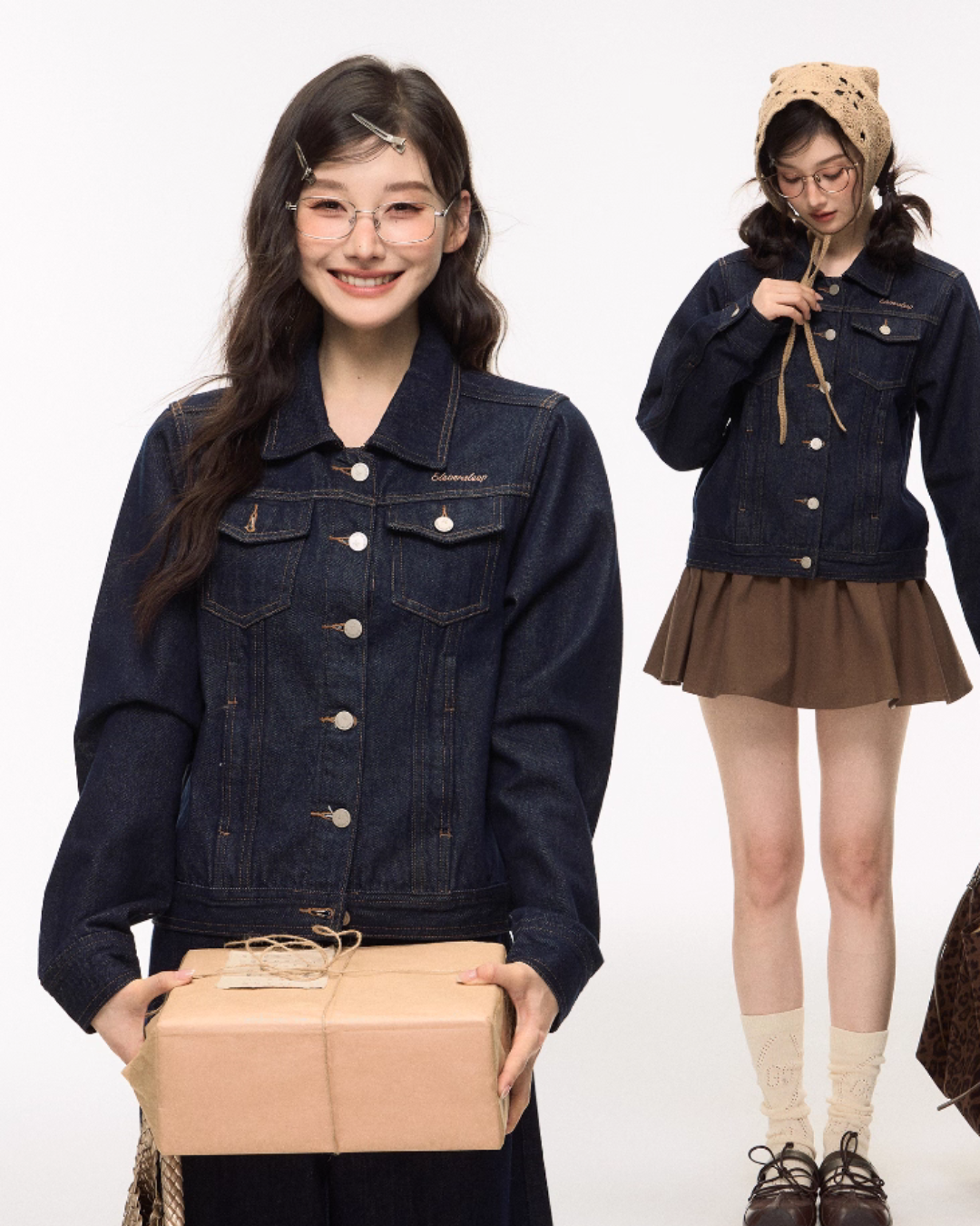 Retro Denim Jacket/Denim Wide Pants/Tiered Skirt ELS0006