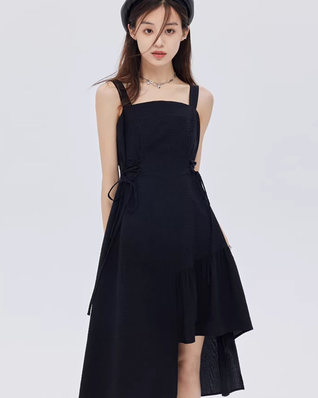 Square Neck Asymmetry Dress SHN0045