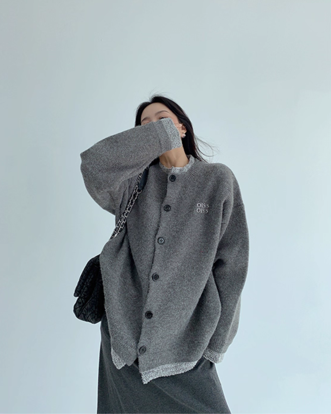 Layered Style Round Neck Knit Cardigan YLS0989