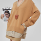V-Neck Long Sleeve Knit Docking Shirt FER0037