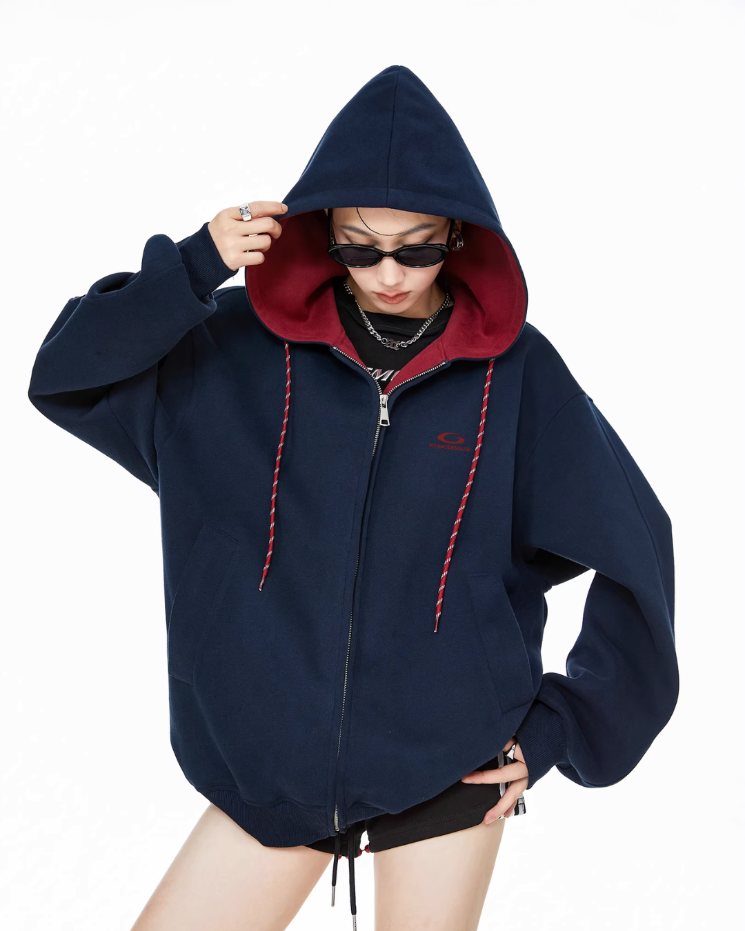 Retro Color Block Zip Hoodie ICM0077
