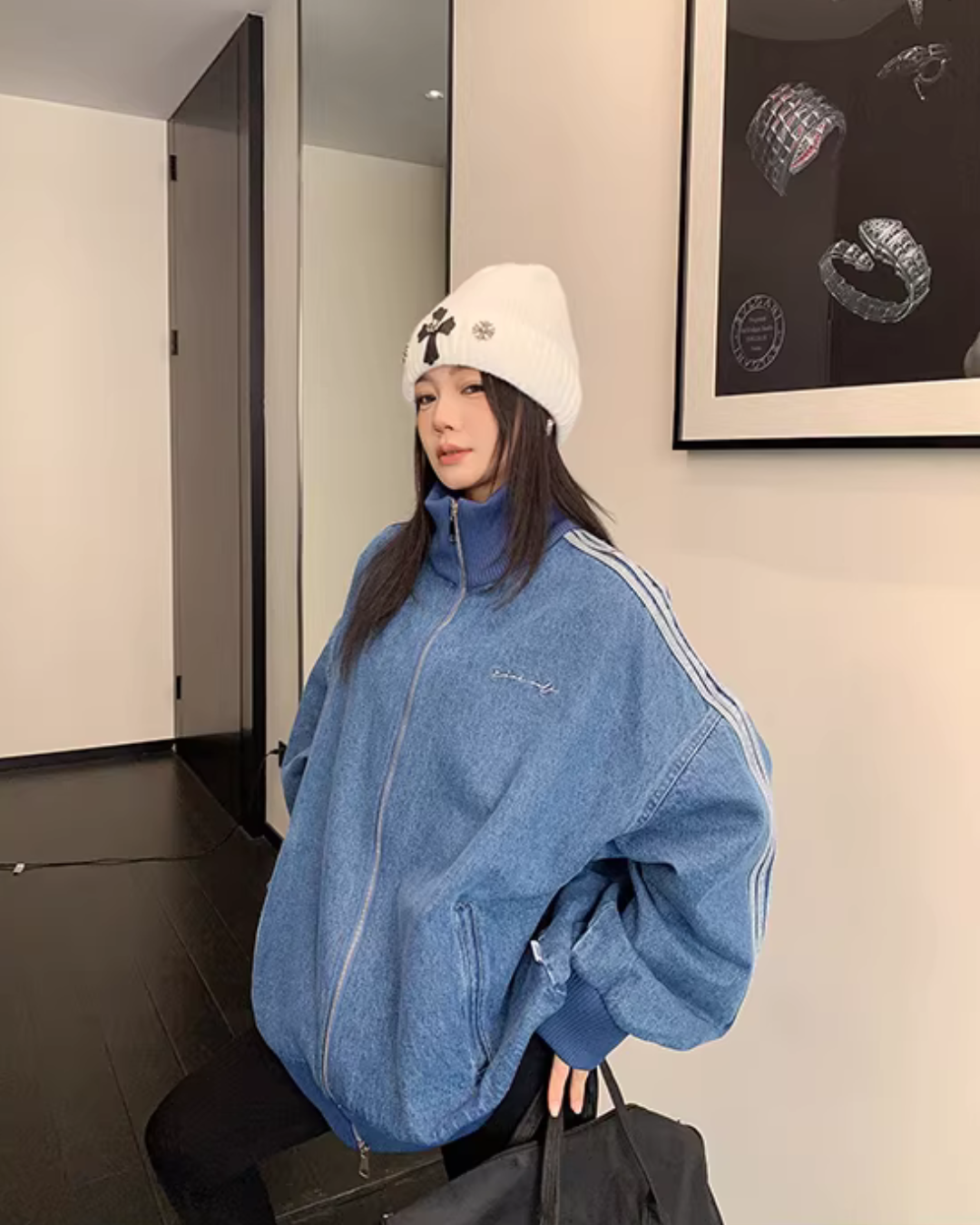 Sideline Denim Track Jacket YLS1017