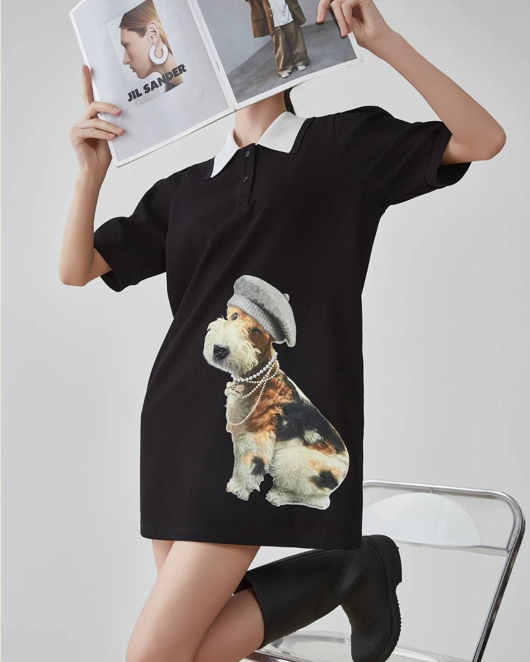Dog Graphic Polo Dress FER0202