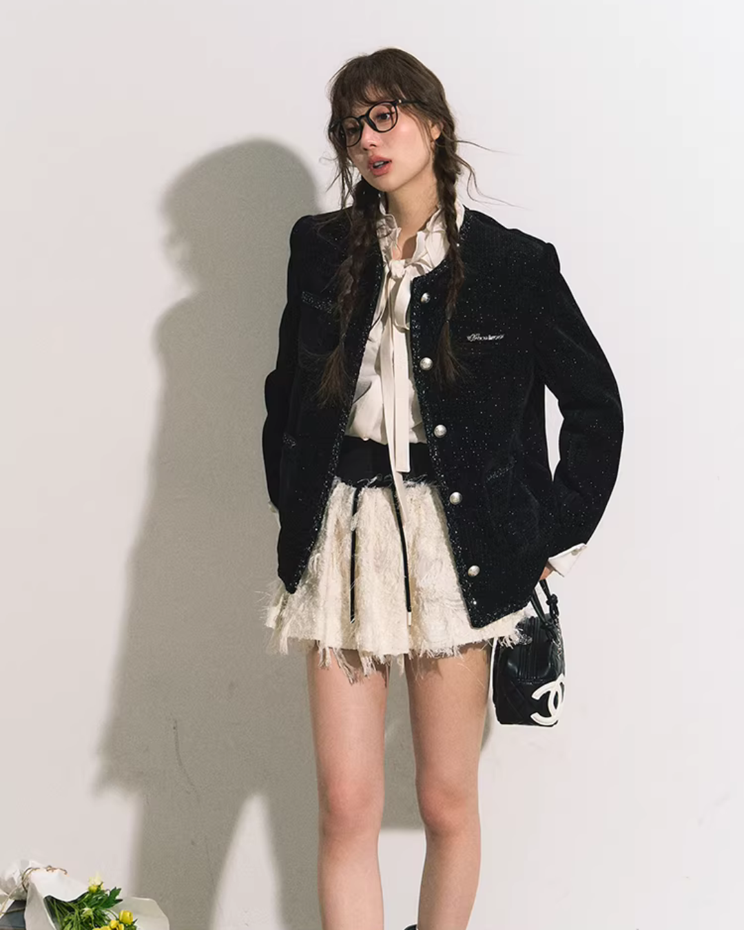 Silver Button Tweed Jacket RCR0011