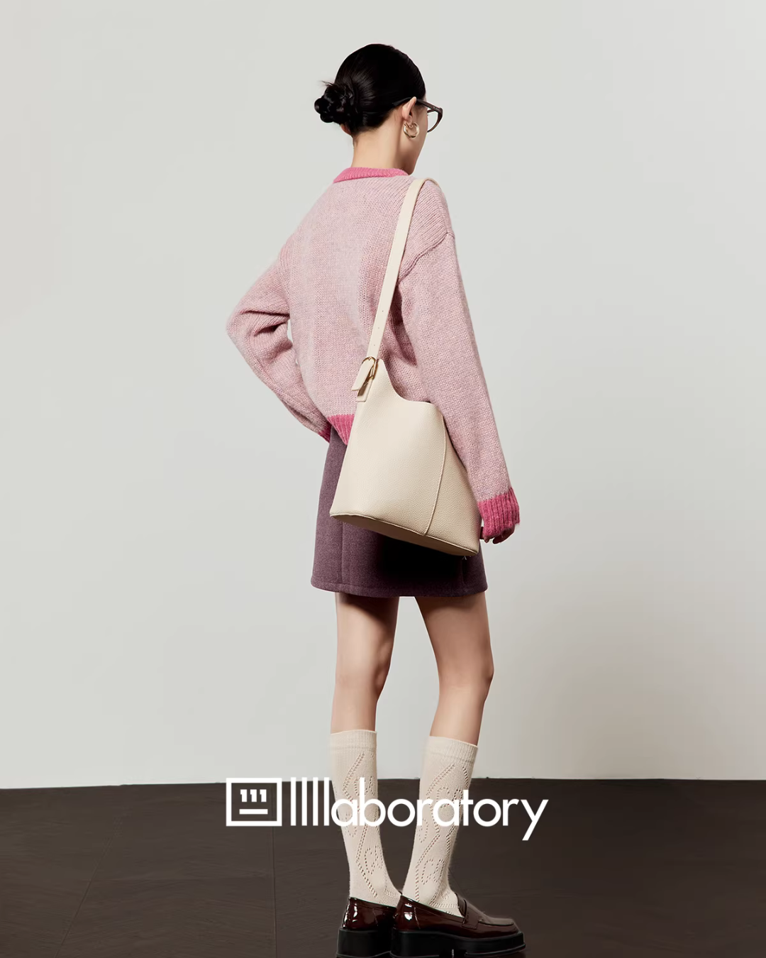 Heart Logo Knit Top / Purple Mini Skirt LLA0628