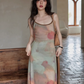 Marble Pattern Camisole Long Dress SMS0013