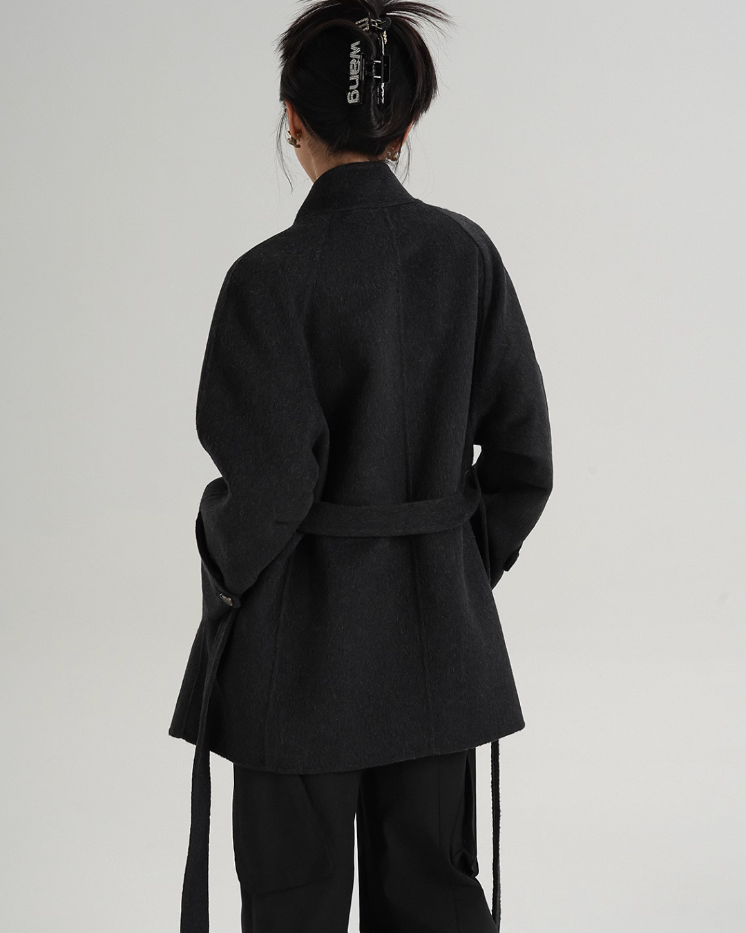 Half Turtleneck Black Coat SRS0320