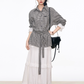 Black Grid Patchwork Lace Shirt / White Hollow Cake Long Skirt WEO0067