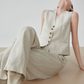 Linen V-Neck Vest / Wide Relaxed Pants FER0270