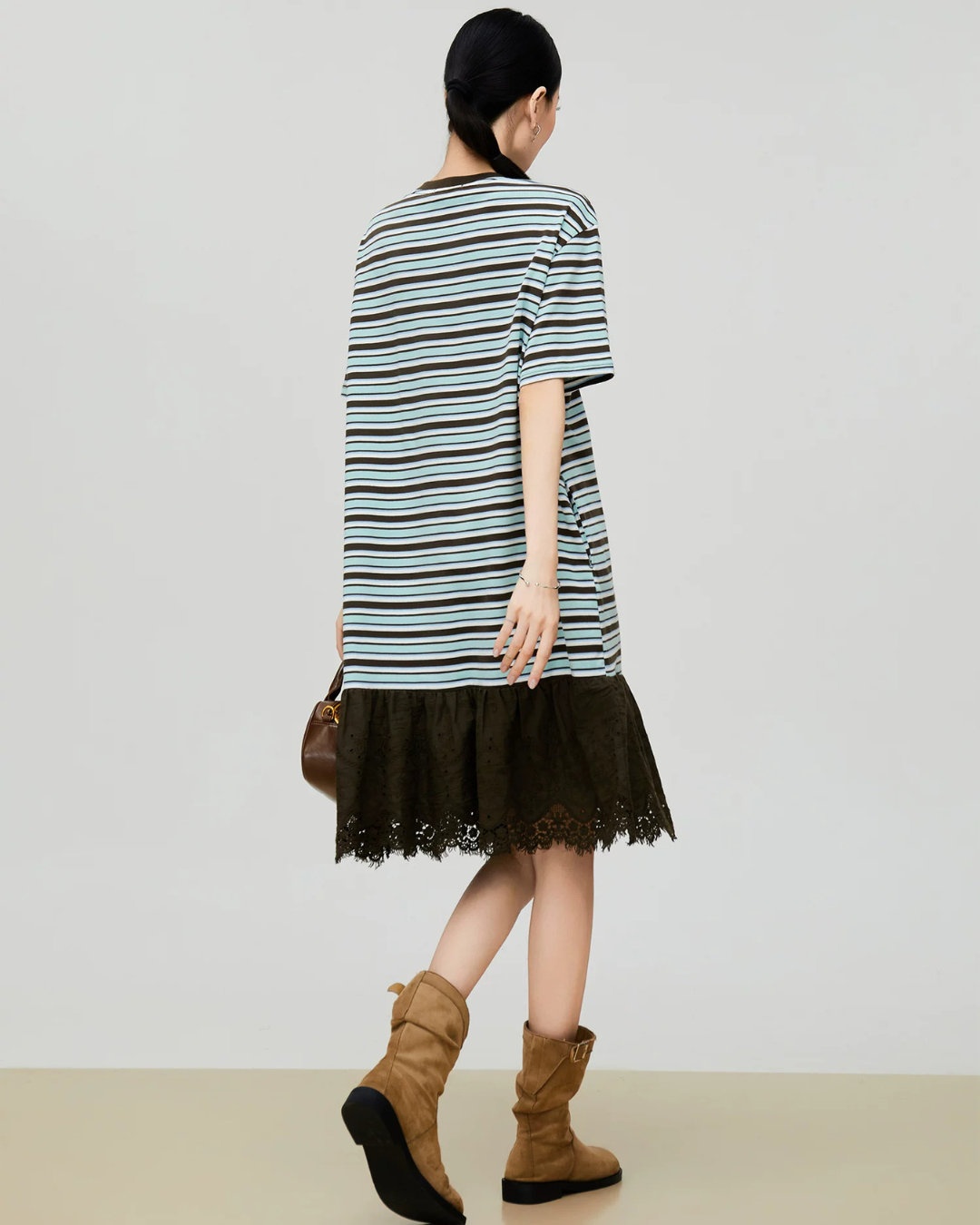 Mixed Material Casual Dress FER0337