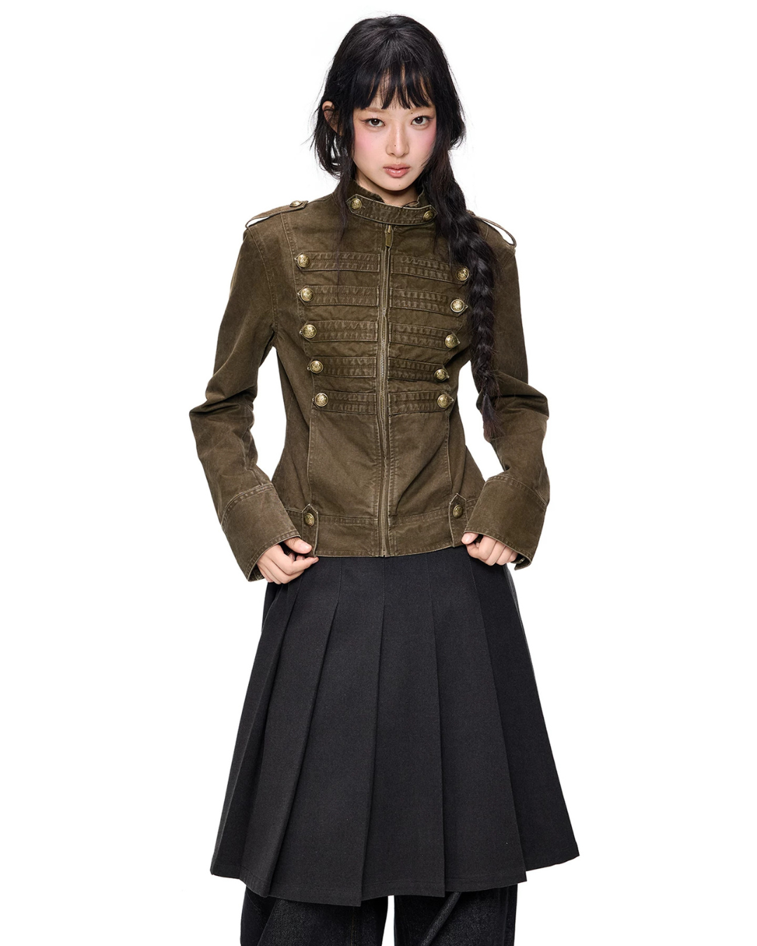 Double-Breasted Stand Collar Jacket EZK0111