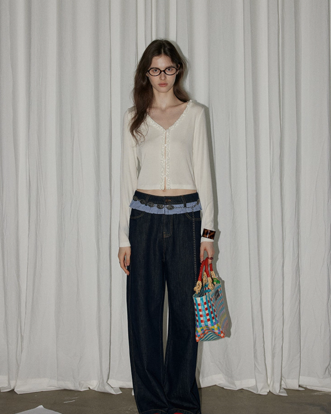 Patchwork High Waist Wide Pants RLZ0008