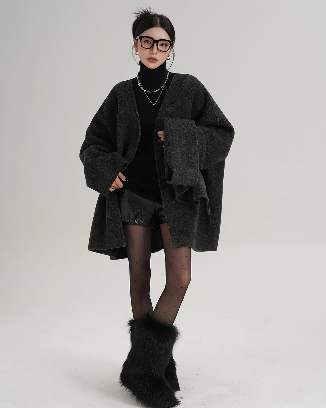 Collarless Wool Coat SRS0367