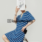Border Short Sleeve Knit Dress LLA0440