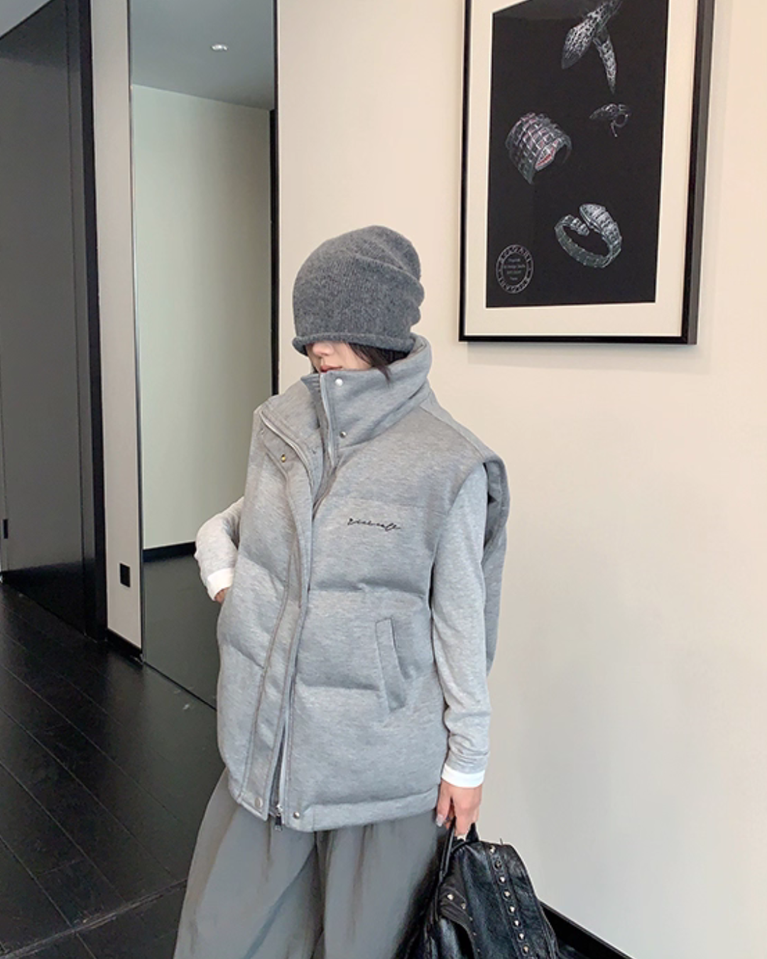 Stand Collar Cotton Down Vest YLS1012