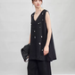 V-Neck Linen Sleeveless / Straight Linen Wide Pants TEO0012