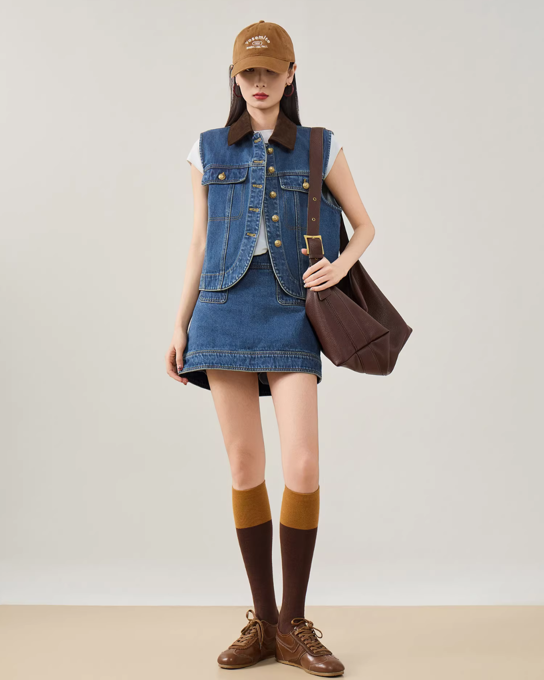 Retro Denim Vest / Denim Mini Skirt FER0079