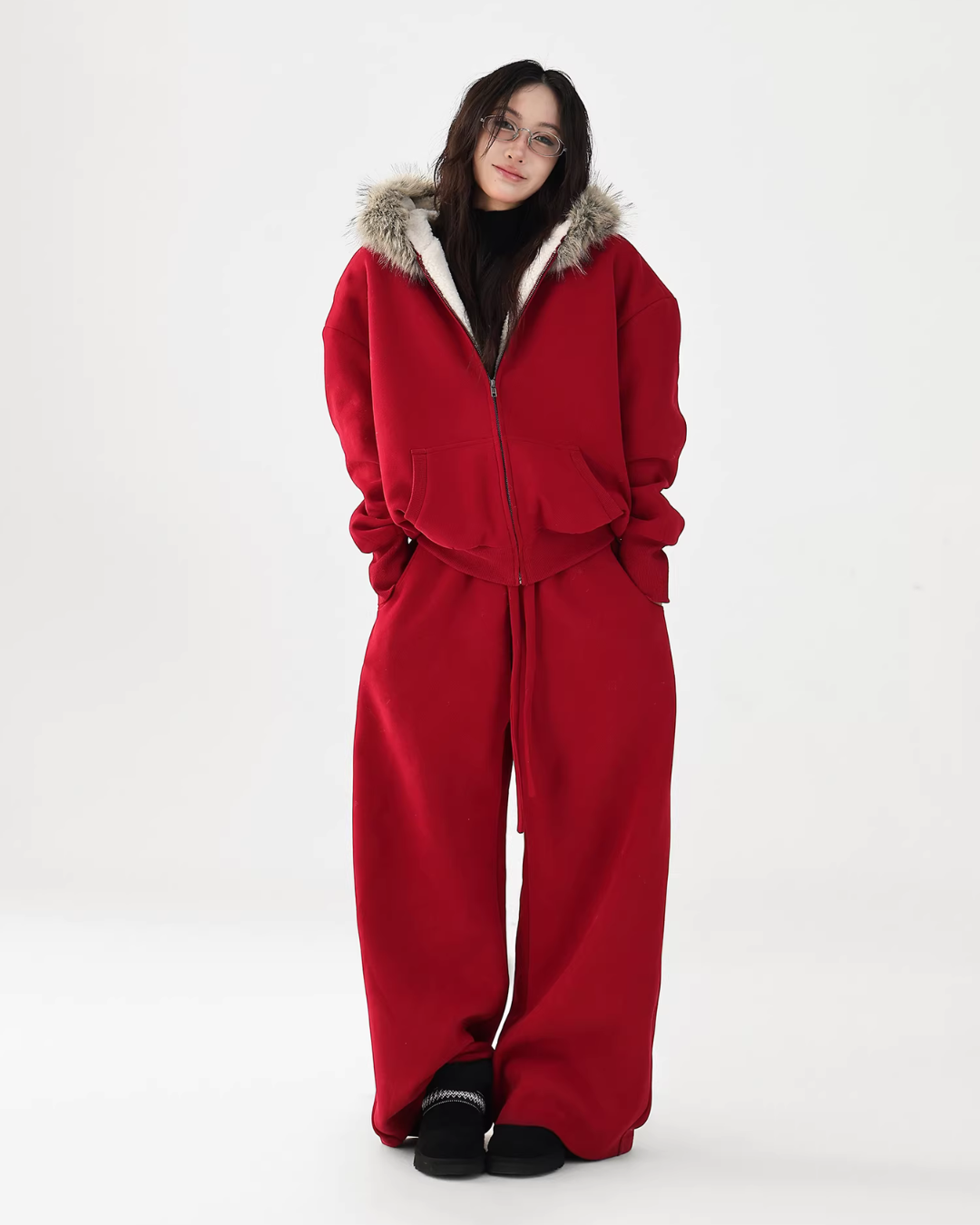 Fur Collar Fleece Hoodie/Casual Pants ACS0349