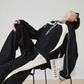 Color-Contrast Collared Long-Sleeve / Casual Wide Pants  FER0378