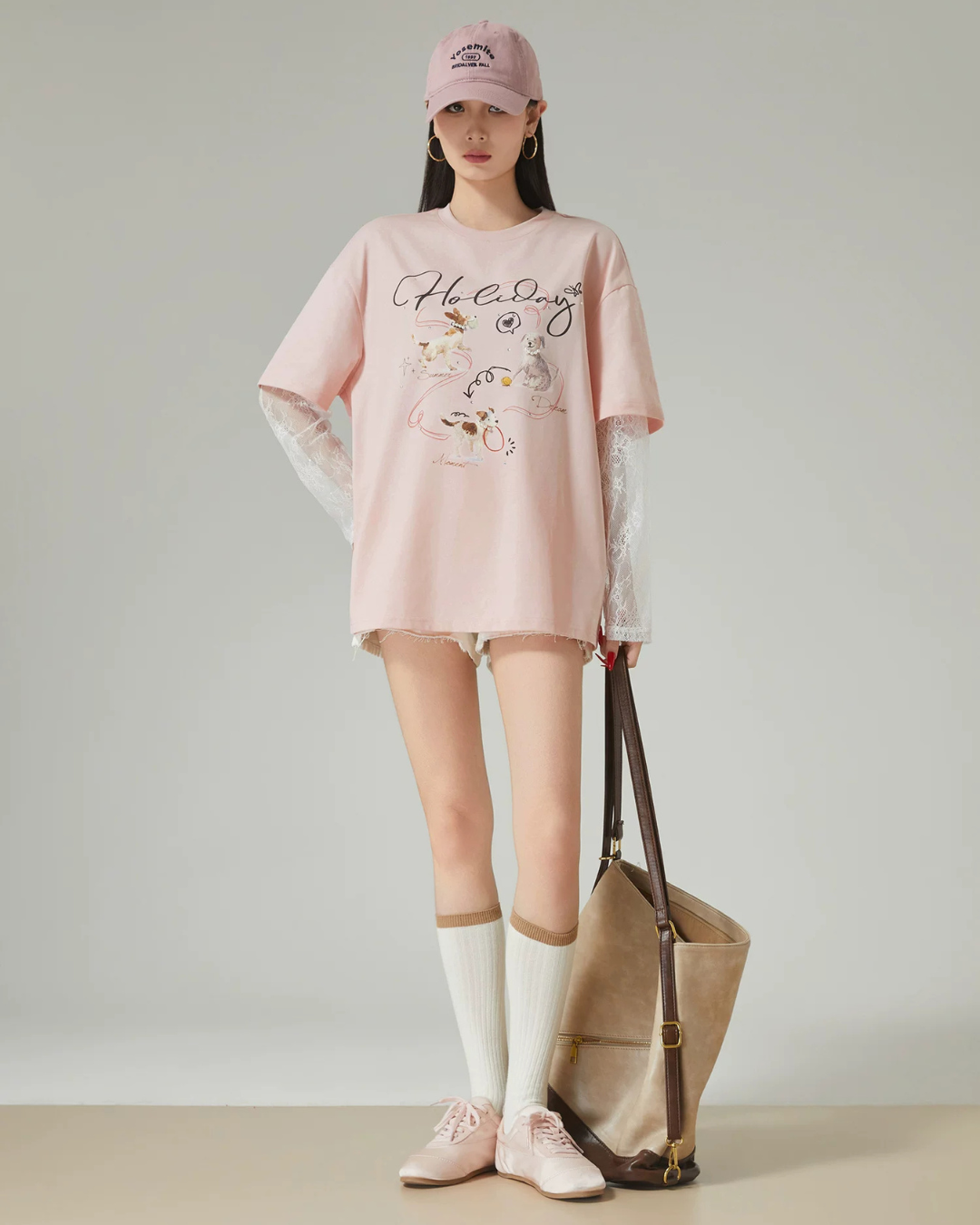 Race Sleeve Dog Print T-Shirt FER0153