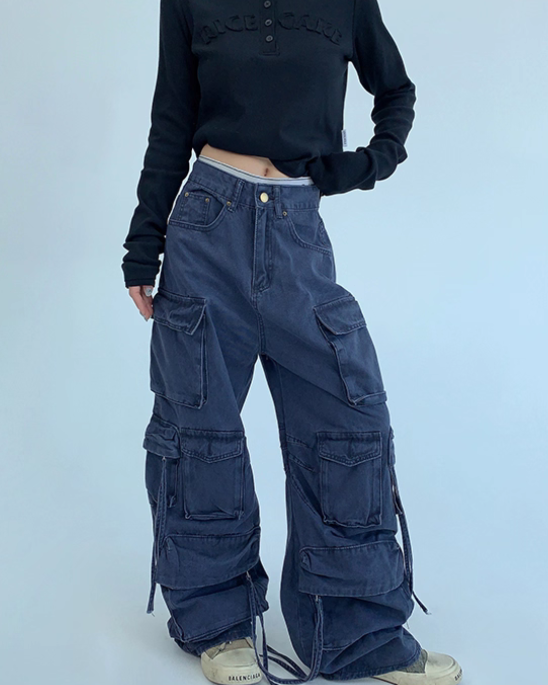 Pocket Design Wide Cargo Pants YLS0889