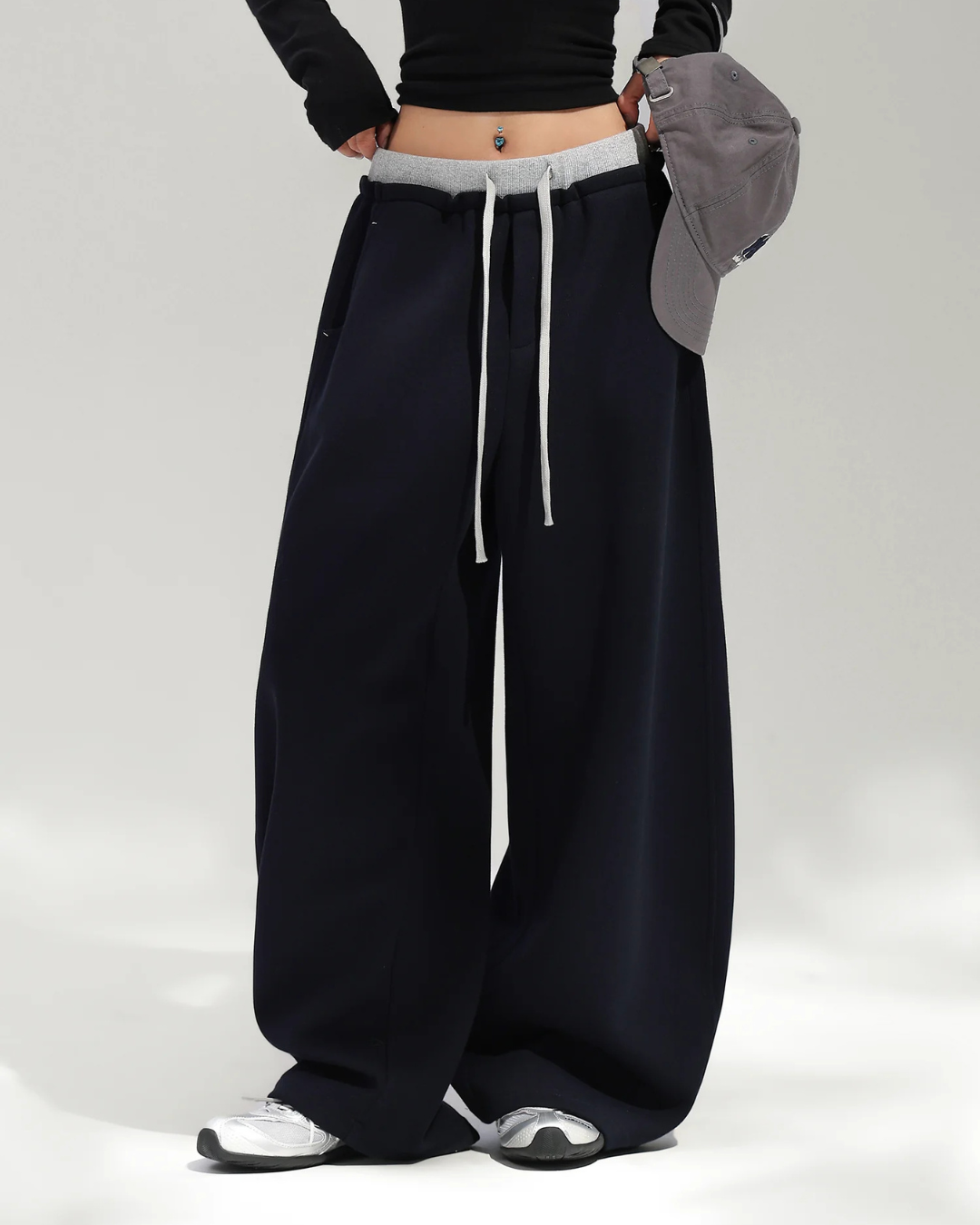 Layered Design Wide Sweatpants ACS0391