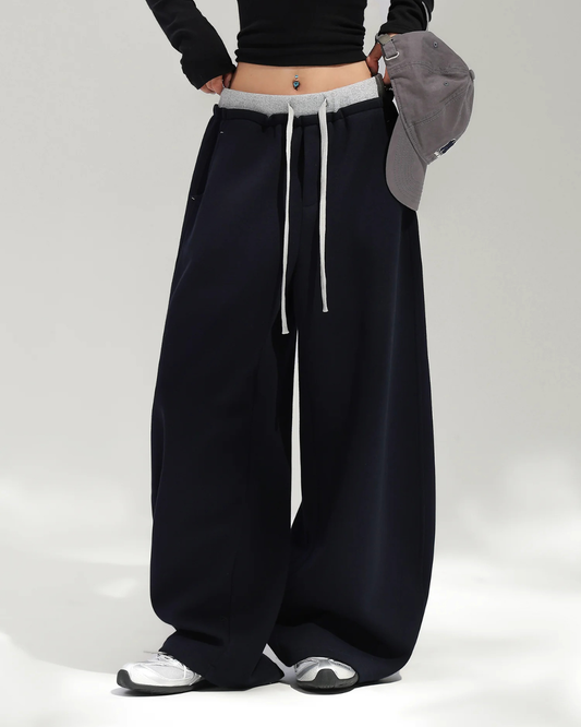 Layered Design Wide Sweatpants ACS0391